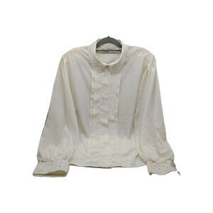 Yves St Clair 2 Women Blouse Size 24 W White Pleated Button Up Shirt Blouse 24W